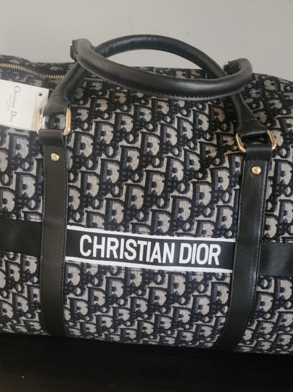 Dior-Black and Cream Duffle Bag